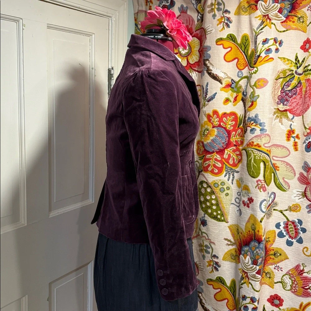 GAP Women's Deep Purple Velvet Blazer - Picture 2 of 5